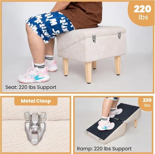 Miniatura 9 de Rampa 3 en 1 para perros de 18.9 x 17.7 x 18.9 pulgadas con almacenamiento, escaleras para mascotas para perros y gatos mayores y lesionados