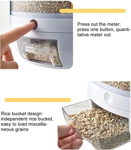 Miniatura 3 de Dispensador de arroz, dispensador de granos, 6 rejillas, dispensador de PP, organizador de almacenamiento de granos para cocina doméstica (#1)