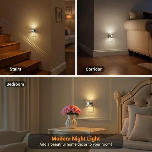 Miniatura 5 de JandCase Luz nocturna LED, luces nocturnas de burbujas enchufables a la pared, [paquete de 2] luz nocturna de 3000 K/4000 K/5000 K y 3 niveles