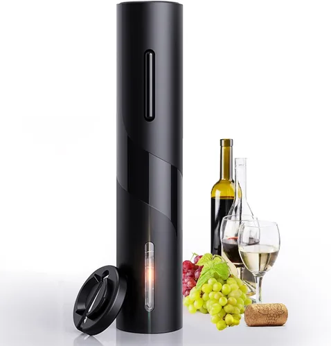 Abridor eléctrico de botellas de vino, abridor automático de sacacorchos de vino, funciona con pilas. Abridor de botón de un clic con cortador de