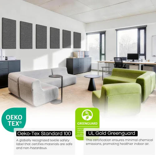 Miniatura 5 de BUBOS 4 PCS paneles acústicos, 23.6''x11.8'' paneles de pared insonorizados de tela, paneles autoadhesivos de absorción de sonido para estudios