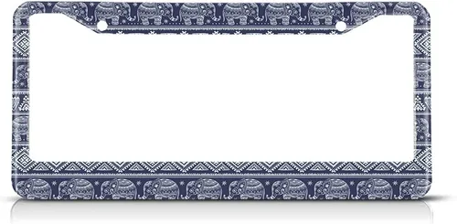 Miniatura 17 de Marco de matrícula con patrón de animal marrón, blanco y negro, marcos de automóvil de leopardo, soporte para matrícula, marco de metal de aluminio