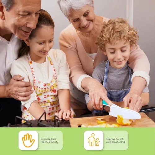 Miniatura 3 de Cuchillos para niños, juego de cuchillos de cocina y hornear de 6 piezas, cuchillos para niños para cocina real, herramienta sin BPA para niños