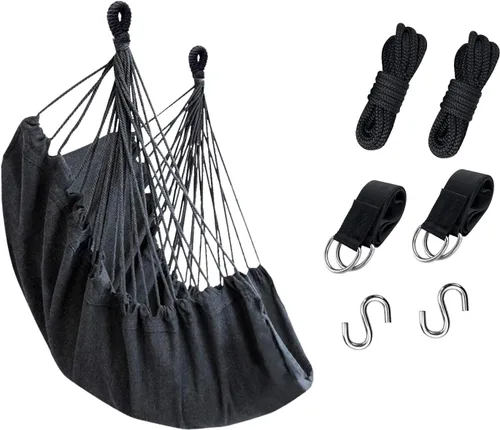 Miniatura 10 de KPX Silla de columpio colgante para exterior – Cómoda silla de columpio de árbol tamaño grande 110X130cm (sin almohadas) - Capacidad de peso 330