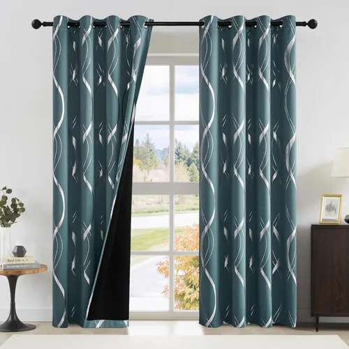 Miniatura 136 de NICETOWN Paneles de Cortinas Opacas para Dormitorio - Tratamiento de Ventanas con Aislamiento Térmico, Ojales Sólidos, Cortinas Opacas con Diseño