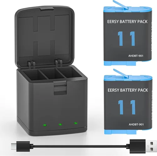 Juego de baterías compatible con gopro Hero 12 11 10 9 (negro)