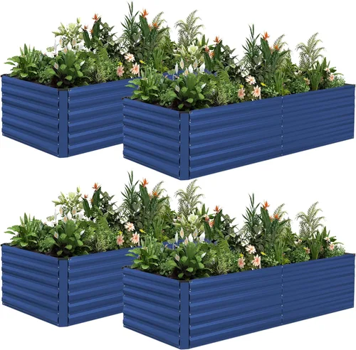 Miniatura 25 de NAVINE Cama de jardín elevada de 8 x 4 x 2 pies, macetas elevadas de metal grande, macetas para plantas al aire libre para verduras, flores