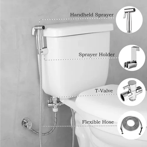 Miniatura 4 de Pulverizador de bidé para inodoro, rociador de bidé de mano, kit de rociador de pañales de tela, ducha de bidé de mano para baño para autolimpieza