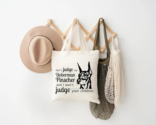 Miniatura 3 de Pet Studio Art Bolso tote Don't Judge My Dog DOBERMAN