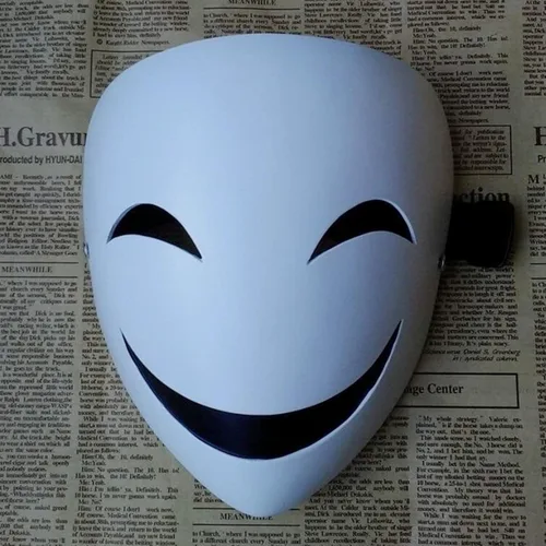 Miniatura 6 de CAFELE Máscaras japonesas de invasión de talle alto, cosplay, francotirador, Tenkuu, Shinpan, máscaras de sonrisa blanca para Halloween, accesorios