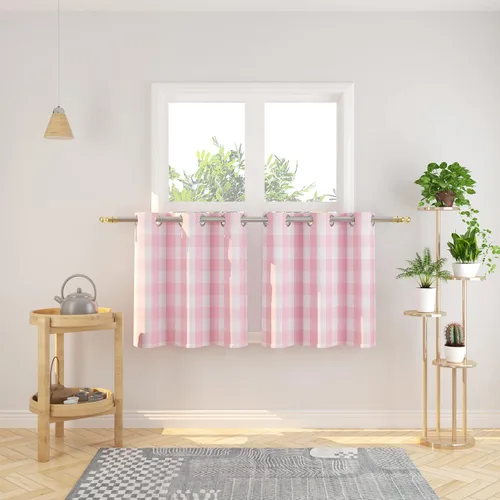 Miniatura 60 de Cortinas de 24 pulgadas de largo con diseño Buffalo Check Gingham Plaid para ventanas de cocina y baño, tratamiento para ventanas con 2 paneles