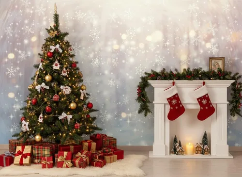 Miniatura 4 de Lofaris - Fondo de Navidad de Copo de Nieve Blanco Maravilloso de Invierno, Brillo de Navidad, Bokeh, Nieve, Decoraciones de Fiesta Familiar