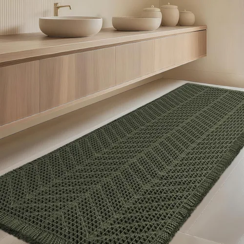 Miniatura 66 de Tapete de baño con diseño de gofre, moderno, bohemio, absorbente, antideslizante, ultrasuave, lavable a máquina, con letra de baño, dormitorio