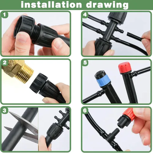 Miniatura 5 de Kit de riego por goteo de 200 pies + 40 pies, sistema de riego de jardín con tubo principal de 8/11 mm, tubo de riego de distribución de 4/7 mm
