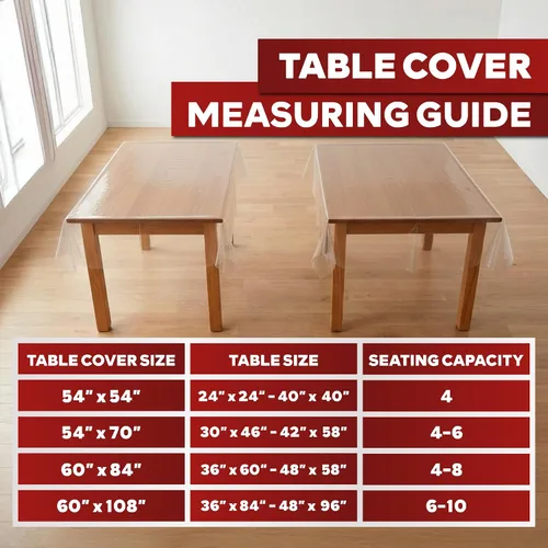 Miniatura 6 de XFasten - Cubierta de mesa de plástico transparente de 54 x 54 pulgadas, protector de mantel de vinilo de plástico transparente, impermeable, a