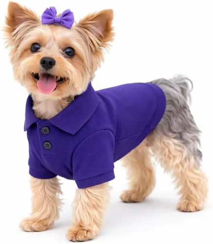 Miniatura 11 de lovelonglong Polo básico para perro, de algodón de primera calidad, para perros grandes, medianos y pequeños, con cuello de dos botones, color Negro