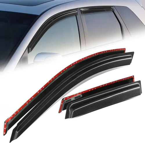 Miniatura 23 de Auto Dynasty 4 piezas viseras de ventana con patrón de fibra de carbono compatibles con Chrysler PT Cruiser 2001-2010, deflectores de ventana