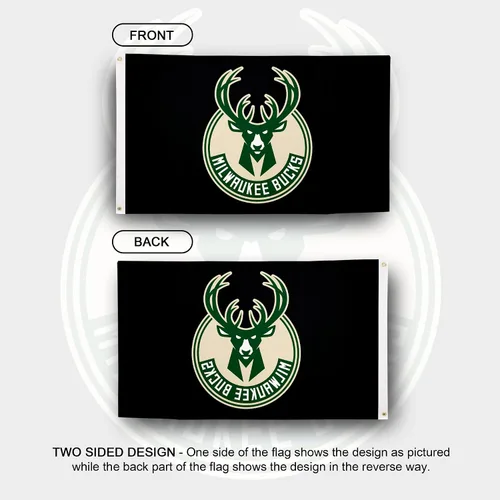 Miniatura 2 de Desert Cactus Milwaukee Bucks Flag Team NBA National Basketball Association 100% poliéster para interiores y exteriores, banderas de 3 x 5 pies