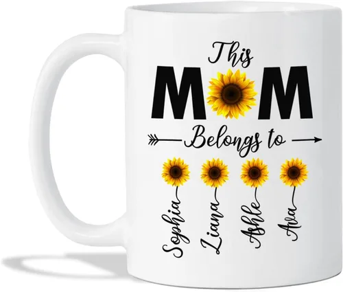 Miniatura 12 de Tazas de té personalizadas para mamá y 3 niños, tazas de café personalizadas para mamá, regalos para madre, taza madre personalizada con nombres
