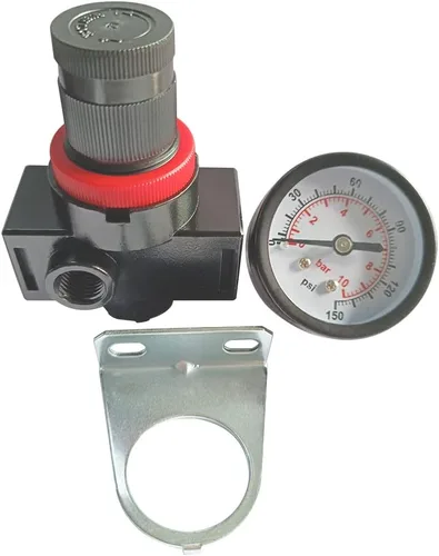 Miniatura 7 de Beduan BR4000 Compresor de Aire Regulador Combo 1/2" NPT, Drenaje Manual con Soporte, Calibre