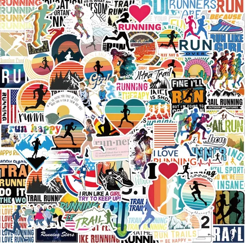 Miniatura 2 de 105 calcomanías para correr, vinilo impermeable para botella de agua, laptop, álbumes de recortes, patineta, automóvil, equipaje, casco, 105
