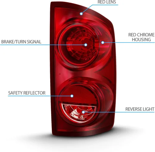 Miniatura 4 de AmeriLite Juego de luces traseras de repuesto para camioneta Dodge Ram 2007-2009, estilo OE, lado del pasajero y del conductor Humo