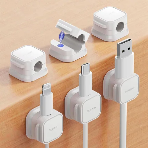 Picozon Paquete de 6 Clips Magnéticos para Cables Organizador Soporte de Cables, Picozon Organizador Adhesivo de Gestión de Cables, Soporte para