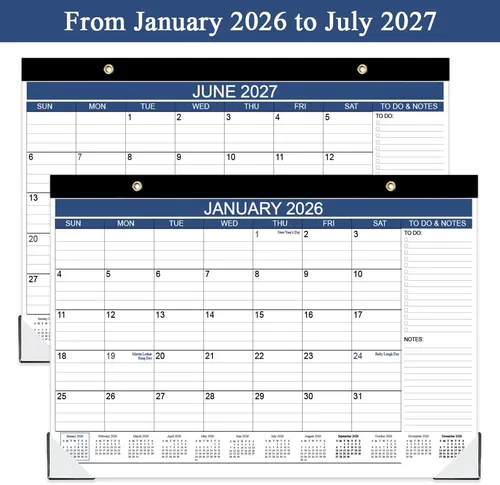 Miniatura 4 de Calendario de escritorio 2026-2027, funciona desde enero de 2026 hasta junio de 2027, calendario de escritorio con lista de tareas, papel de 140