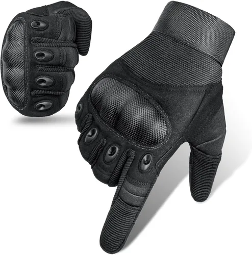 Cierto Guantes de motocicleta para hombres y mujeres: guantes tácticos para pantalla táctil con dedo completo, nudillos duros transpirables y muñeca