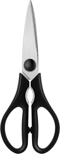 Tijeras de cocina negras, juego de tijeras de cocina Rkqoa resistentes, tijeras de cocina afiladas y aptas para lavavajillas de acero inoxidable