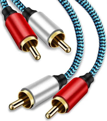 Miniatura 2 de Cable RCA de 5 pies/4.9 ft 2RCA macho a 2RCA macho cable de audio estéreo trenzado de nailon cable de audio auxiliar para cine en casa