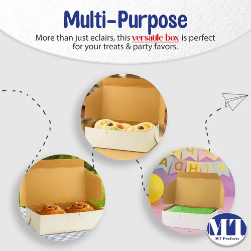 Miniatura 7 de MT Products White Eclair - Caja de donas de 6.25 x 3.75 x 2.20 pulgadas, cajas desechables para panadería sin ventanas (paquete de 250) – Fabricado