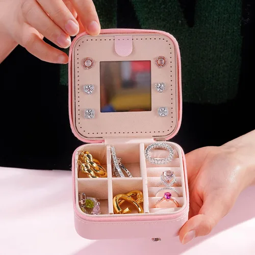 Miniatura 5 de Joyero pequeño para niñas, joyero con inicial de viaje para niñas Caja organizadora de joyas pequeña Joyero de viaje organizador de joyero Mini