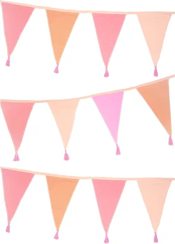 Miniatura 3 de Talking Tables Banderines de tela bohemia amarilla y naranja con borlas, 10 pies, guirnalda de banderines de bandera triangular, 100% algodón