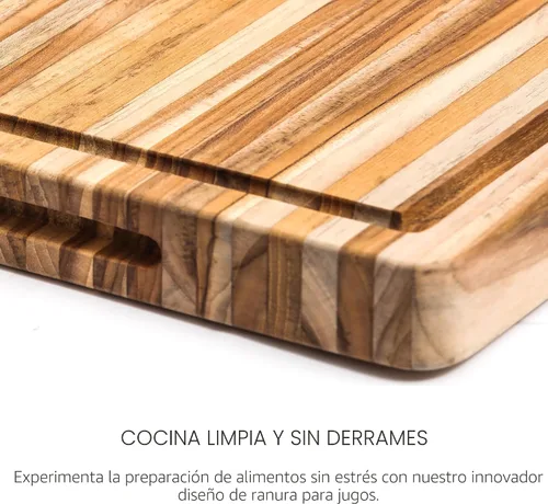 Miniatura 9 de Teak tabla para cortar rectangular con agarre y ranura para líquidos (24 x 18 x 1.5 pulgadas) - De Teakhaus. Solo tabla de cortar