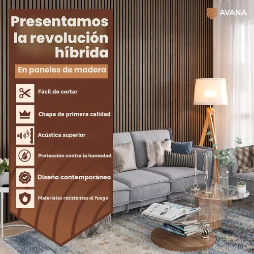 Miniatura 2 de Avana Paneles de pared de madera acústica – Paneles de 93.2 x 11.25 pulgadas – Se adapta a diseños de 94 x 12 pulgadas – Paneles acústicos de nogal
