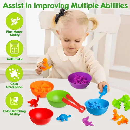Miniatura 6 de Juguetes de Dinosaurios para Contar Juegos de Correspondencia con Tazones de Clasificación Juguete de Clasificación para Niños Pequeños Actividades