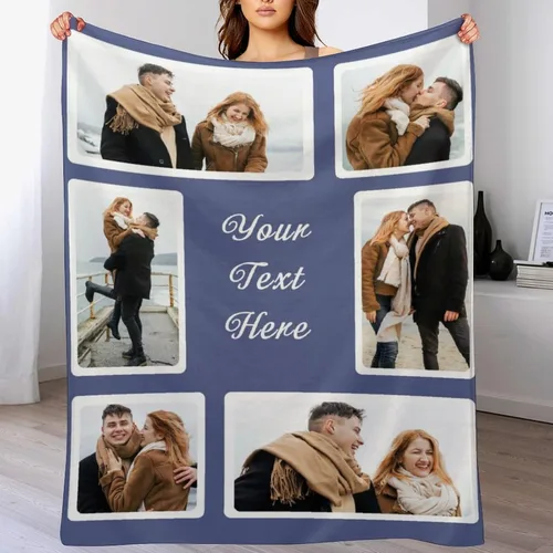 Miniatura 38 de M YESCUSTOM Manta personalizada con imagen y texto, manta personalizada de collage de fotos, mantas de vellón personalizadas para regalo de 1 imagen