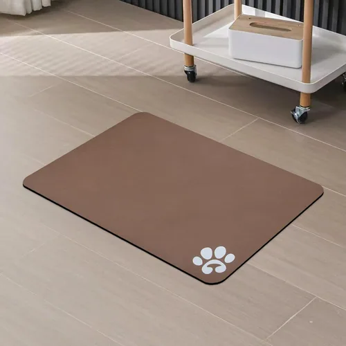 Miniatura 18 de YCT Alfombrilla de comida y agua para gatos para mascotas - Alfombrilla antideslizante súper absorbente para cuenco de perro con múltiples logotipos