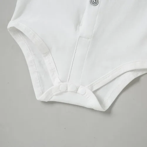 Miniatura 3 de DISAUR - Conjunto de ropa para bebé niño pequeño, 4 piezas de vestido de caballero + chaleco + pantalones + corbatín de algodón