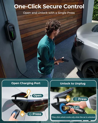 Miniatura 5 de Ecogenix Cargador Tesla para Hogar de Nivel 2, Cable de Carga Móvil Portátil de 24A/240v con Salida para Secadora para Modelo 3/Y/S/X, Amperaje