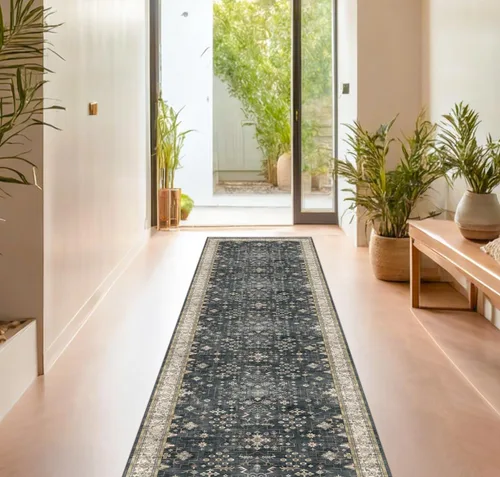 Miniatura 15 de Alfombra Boho Negra para Sala de Estar - Alfombra de Área Lavable de 10x14 Pies, Alfombras de Comedor para Debajo de la Mesa, Alfombra Suave de Pelo