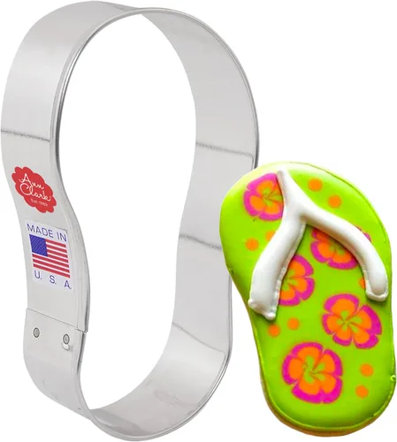 Flip Flop Summer Beach Cookie Cutter, 4.25" fabricado en Estados Unidos por Ann Clark