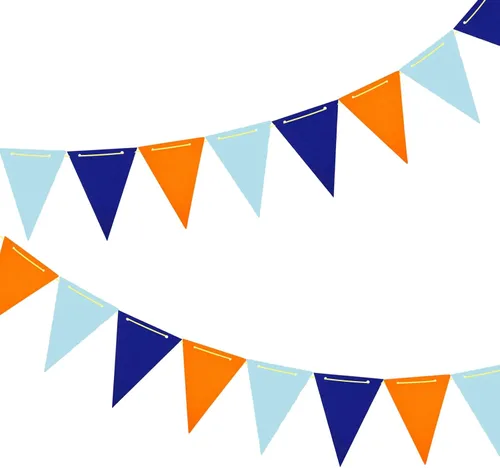 Miniatura 6 de ZOOYOO Banderín de 20 pies, banderín rojo, azul y amarillo, banderas triangulares de papel para fiesta de cumpleaños de bebé, decoración de boda