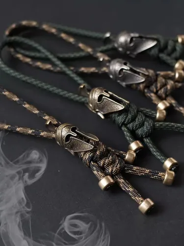 Miniatura 5 de Retro latón poderoso casco edc perlas llavero DIY accesorios cuentas de paracord