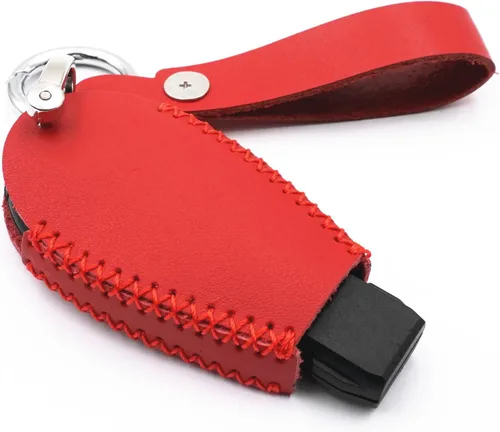 Miniatura 2 de Funda de cuero inteligente con 4 botones para llavero Chrysler 300 Dodge Durango Challenger Journey Charger Grand Caravan (rojo), Rojo