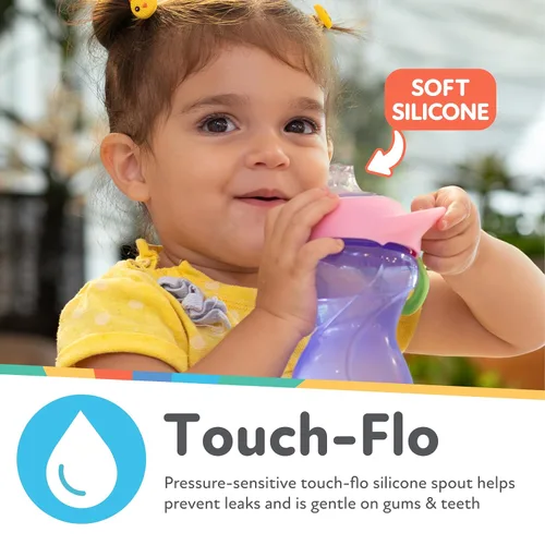 Miniatura 2 de Nuby No-Spill Clik-It - Vaso para sorber de boquilla suave con clip de mosquetón, paquete de 3 unidades, 10 onzas, taza para bebés de 6 meses en Rosa