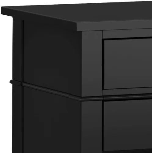 Miniatura 6 de SIMPLIHOME Carlton - Mesita de noche de madera maciza de 24 pulgadas de ancho, color negro, mesa auxiliar o auxiliar contemporánea con 2 cajones
