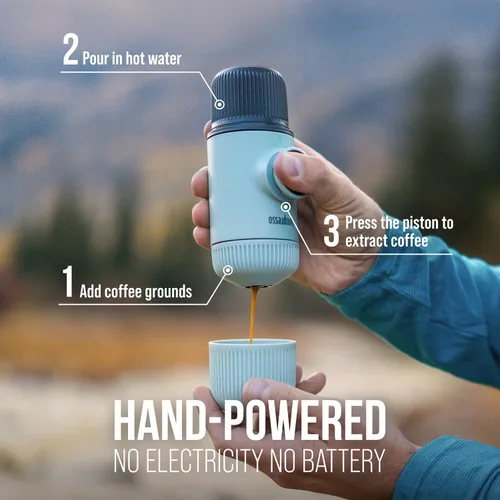 Miniatura 3 de WACACO Nanopresso Cafetera de Espresso Portátil con Funda, Mini Cafetera de Viaje, Perfecta para Camping, Viajes y Oficina (Elements Arctic Blue)