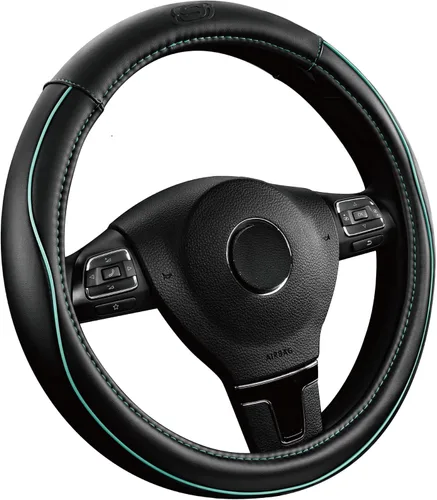 Miniatura 10 de Skechers - Funda de volante de espuma viscoelástica, funda de volante de cuero microfibra con ribete deportivo de ajuste universal de 14" 1/2-15